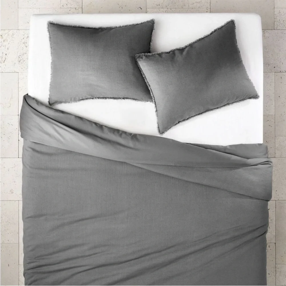 New Casaluna Heavyweight Linen Blend Duvet Cover & Sham Se Dark Gray Full‎ Queen